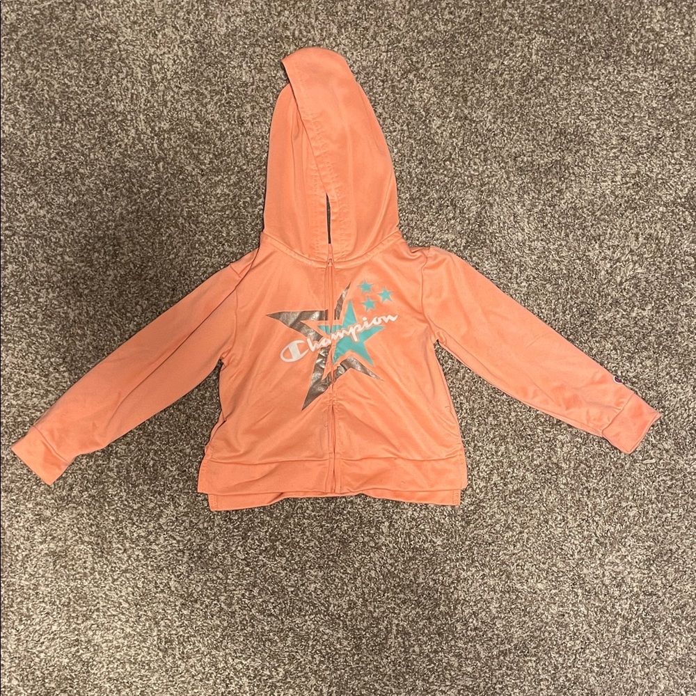 Champion Authentic Athleticwear Kids Salmon Color Hoodie with Star Design
